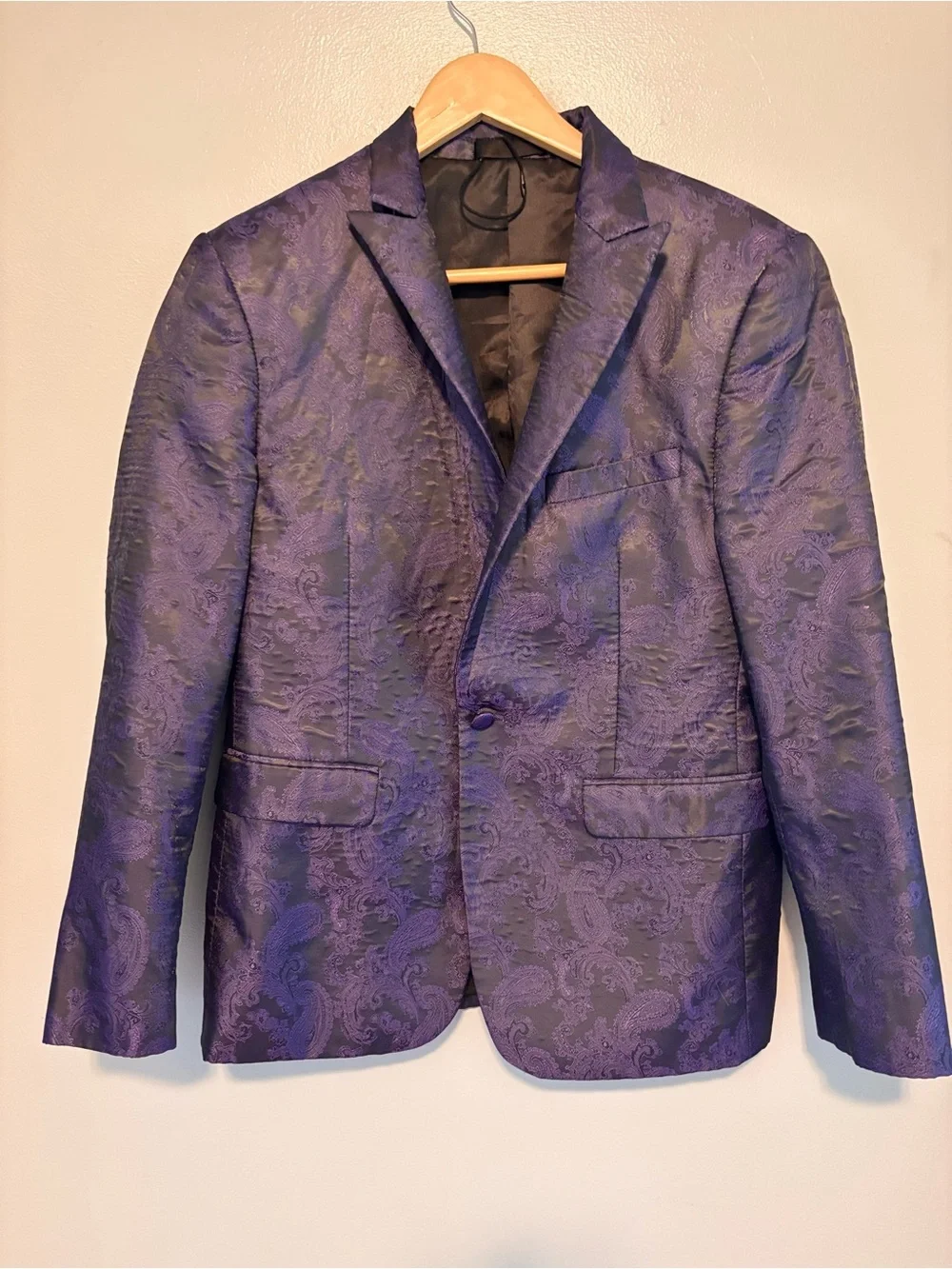 Purple Paisley Blazer - Stylish Evening Jacket